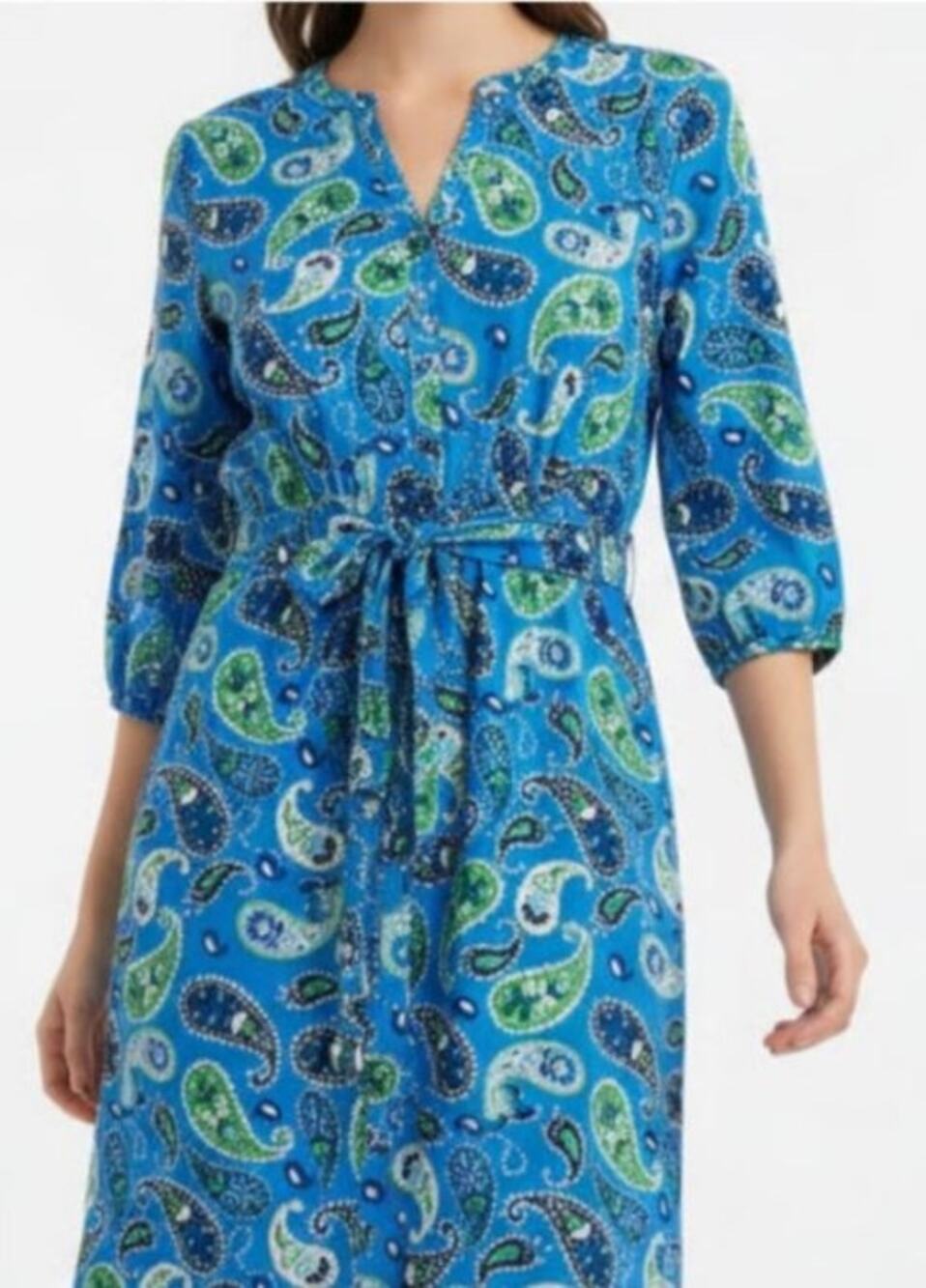 Croft & Barrow Midi Shirt Dress in Blue Paisley - XXL- NEW